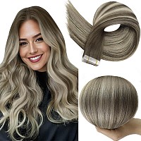 Full Shine Hair Extensions Tape In Balayage Color 710007 Human Hair Tape In Extensions 22Inch Tape In Hair Extensions 50G Seam