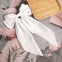 Susulu Large Hair Bow Clips For Women Red Hair Bow White Hair Bow Slides For Girls Satin Hair Barrettes With Long Ribbon Tailwe