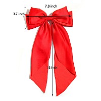 Susulu Large Hair Bow Clips For Women Red Hair Bow White Hair Bow Slides For Girls Satin Hair Barrettes With Long Ribbon Tailwe