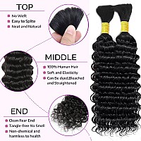 Human Braiding Hair 14 Inch 2 Bundles 100G Deep Wave Bulk Human Hair For Braiding No Weft 10A Brazilian Virgin Curly Human Hair