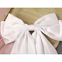 Susulu Large Hair Bow Clips For Women Ginger Yellow Hair Bow White Hair Bow Slides For Girls Satin Hair Barrettes With Long Ribb