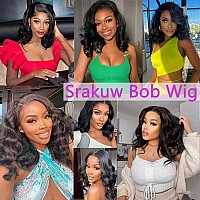 Srakuw 13X4 Lace Front Wigs For Black Women 180 Density Bob Wig Human Hair Brazilian Body Wave Human Hair Wig Hd Lace Frontal W