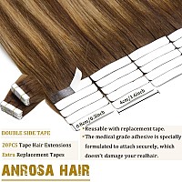 Anrosa Tape In Hair Extensions Human Hair Extensions Invisible Hair Extensions Tape In Chocolate Brown To Caramel Blonde With Br