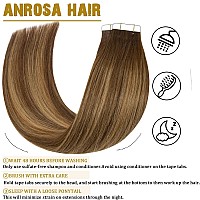 Anrosa Tape In Hair Extensions Human Hair Extensions Invisible Hair Extensions Tape In Chocolate Brown To Caramel Blonde With Br