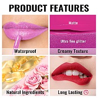 Oulac Matte Liquid Pink Lipstick For Women Long Lasting Lipstick Waterproof Lip Stain No Transfer Creamy High Pigmented Formu