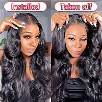 Yilike 34 Inch Body Wave Lace Front Wigs Human Hair 180 Density 5X5 Hd Lace Closure Wigs Human Hair Wear And Go Glueless Wigs H