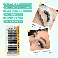 Nagaraku Double Tips 5D W Eyelash Extensions Supplies Thick W Lash Extensions Premade Fans Russian Volume Faux Mink Matte 12 Row