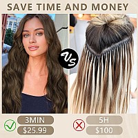 Alxnan Clip In Hair Extensionlong Wavy Hair Extensions 24 Inch Chestnut Brown 4Pcs Thick Hairpieces For Women