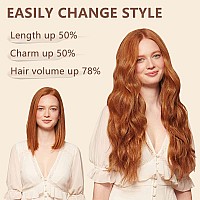 Alxnan Clip In Hair Extensionlong Wavy Hair Extensions 20 Inch Orange Red 4Pcs Thick Hairpieces For Women