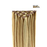 22 Clip In Hair Extensions Remy Human Hair For Women Silky Straight Human Hair Clip In Extensions 90Grams 4Pieces 12613 Col