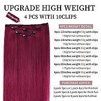 18 Clip In Hair Extensions Remy Human Hair For Women Silky Straight Burgundy Real Hair Extensions Clip Ins 68Grams 4Pieces 1