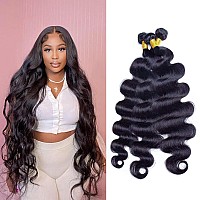 Body Wave Bundles Human Hair 3 Bundles Human Hair 30 32 34 100 Unprocessed Brazilian Hair Weave Bundles Natural Black