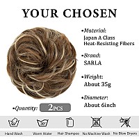 Sarla 2Pcs Messy Hair Bun Hair Pieces Wavy Curly Synthetic Updo Fake Scrunchies Ponytail Extension For Women Nut Multi