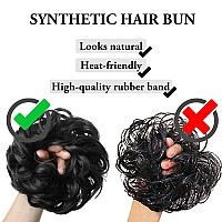 Sarla 2Pcs Messy Hair Bun Hair Pieces Wavy Curly Synthetic Updo Fake Scrunchies Ponytail Extension For Women Nut Multi