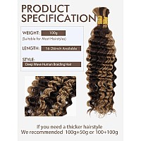 Ombre Braiding Hair 100G 22 Inch P427 Human Braiding Hair Deep Wave Honey Blonde Braiding Hair Highlight Water Wave Bulk Human