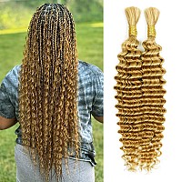 Goulus Deep Wave Bulk Human Hair For Braiding 27 Honey Blonde 100 Unprocessed Brazilian Virgin Human Hair Extensions Two Bundl