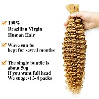 Goulus Deep Wave Bulk Human Hair For Braiding 27 Honey Blonde 100 Unprocessed Brazilian Virgin Human Hair Extensions Two Bundl