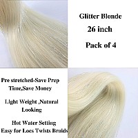 Blonde Tinsel Braiding Hair Pre Stretched Glitter Tinsel Hair Kanekalon Prestretched Braiding Hair Sparkle Tinsel Ez Braid Braid