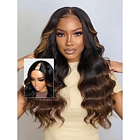 Beauty Forever V Part Wig Human Hair Black To Chestnut Brown Ombre Body Wave Wig Upgrade U Part Wigs Glueless Full Head Clip In