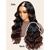 Beauty Forever V Part Wig Human Hair Black To Chestnut Brown Ombre Body Wave Wig Upgrade U Part Wigs Glueless Full Head Clip In