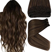 Sunny 135G Sew In Hair Extensions Real Human Hair Dark Brown Weft Real Human Hair Extensions Balayage Sew In Hair Extensions Dar