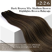 Sunny 135G Sew In Hair Extensions Real Human Hair Dark Brown Weft Real Human Hair Extensions Balayage Sew In Hair Extensions Dar