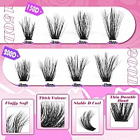 Yawamica Wispy Individual Lashes Clusters Fluffy Eyelash Extension 150D200D Thick Volume Eyelash Clusters 1420Mm D Curl Cluste