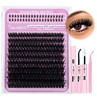 Yawamica Eyelash Extension Kit Fluffy Lash Clusters Kit With Bottom Lashes Wispy Individual Lashes 100D Volume 1220Mm Eyelash C