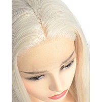 Bluple Platinum Blonde 60 Lace Front Wig Long Natural Wavy Heat Resistant Synthetic Hair Replacement Full Wigs Middle Part For