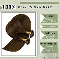 Runature U Tip Hair Extensions Human Hair Brown Hair Extensions U Tip Keratin Hair Extensions Human Hair 20 Inch Utip Human Hair