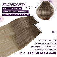 Laavoo Tape In Extensions Human Hair Ombre Blonde Hair Extensions Tape In Balayage Brown To Ash Blonde Mix Platinum Blonde Seaml