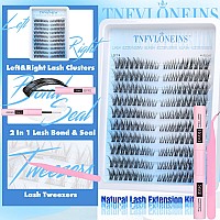 Tnfvloneins Wispy Lash Extension Kit Leftright Eyelash Extension Kit Natural Lash Clusters Kit 180Pcs Cluster Eyelash Extension