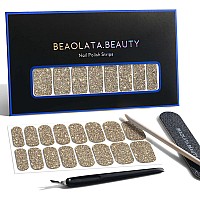 Beaolata Nail Polish Strips 32 Nail Wraps Nail Stickers Gel Nail Strips Easy Apply Remove Long Lasting Salon Quality Gol