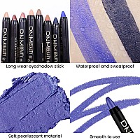 Evpct Blue Shimmer Cream Eye Shadow Brightener Sticks Set For Eyes Blue Shimmery Pencil Eye Shadow Applicator Stick Pen Palette