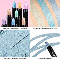 Evpct Sky Blue Shimmer Cream Eye Shadow Brightener Sticks Set For Eyes Blue Shimmery Matte Pencil Eye Shadow Applicator Stick P