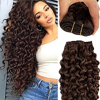 Curly Weft Hair Extensions Human Hair Chocolate Brown Deep Wave Hair Wefts Human Hair Sew In Bundles 20 Inch 100G Genius Weft Se