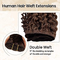 Curly Weft Hair Extensions Human Hair Chocolate Brown Deep Wave Hair Wefts Human Hair Sew In Bundles 20 Inch 100G Genius Weft Se