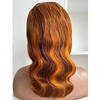 Ginger Bob Wig Human Hair 13X4 Frontal Lace Wig 14 Inch Body Wave 4350 Colored Hd Lace Front Wigs Human Hair Pre Plucked Orang