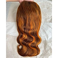 Ginger Bob Wig Human Hair 13X4 Frontal Lace Wig 14 Inch Body Wave 4350 Colored Hd Lace Front Wigs Human Hair Pre Plucked Orang