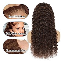 Msclara Chocolate Brown Lace Front Wigs Human Hair 180 Density 13X4 Deep Wave Lace Front Wigs Human Hair Pre Plucked Brown Colo