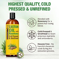 Seven Minerals Cold Pressed Castor Oil With Rosemary 16 Fl Oz Bottle Unrefined Hexane Free Hair Growth Thicker Eyelashe