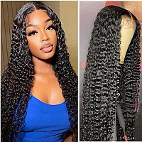 Manorshen Deep Wave Lace Frontal Wigs Brazilian Virgin 13X4 Lace Front Deep Curly Wave Glueless Brazilian Hair Wet Wavy Human Ha