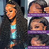 Manorshen Deep Wave Lace Frontal Wigs Brazilian Virgin 13X4 Lace Front Deep Curly Wave Glueless Brazilian Hair Wet Wavy Human Ha