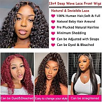 Manorshen Deep Wave Lace Frontal Wigs Brazilian Virgin 13X4 Lace Front Deep Curly Wave Glueless Brazilian Hair Wet Wavy Human Ha