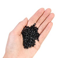 200 Pcs 35Mm Copper Tuber Micro Rings With Silicone Lined Micro Links Rings Beads For Itip Human Hair Extensions Black