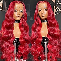 Cloudeer Red Human Hair Lace Front Wigs 13X4 Hd Lace Front Wigs Human Hair Pre Plucked Red Body Wave Human Hair Wig 180 Density