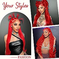 Cloudeer Red Human Hair Lace Front Wigs 13X4 Hd Lace Front Wigs Human Hair Pre Plucked Red Body Wave Human Hair Wig 180 Density