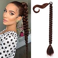 Charsun 20Inch Long Braided Ponytail Extensions For Women Straight Wrap Around Hair Extensions With Hair Tie Natural Soft Diy