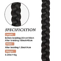 Charsun 20Inch Long Braided Ponytail Extensions For Women Straight Wrap Around Hair Extensions With Hair Tie Natural Soft Diy