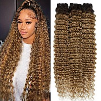 Hntl Ombre Deep Wave Human Hair 3 Bundles 12A Brazilian Virgin Remy Ombre Deep Curly Human Hair Weave Bundles 20 22 24 Inch 427